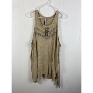 Petrol Peasant Boho Hippie Womens Halter Top Tunic Embroidered XL Distressed